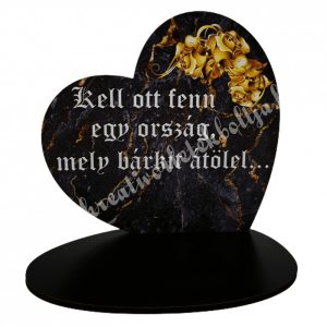 MDF tábla, talpas, angyalos, "Kell ott fenn egy ország...", 13x12,5 cm