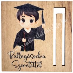 Fa pénzátadó, ballagó fiú, 9x9 cm