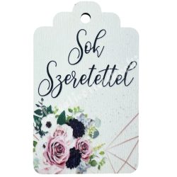 Mdf biléta, "Sok szeretettel", 4x6,5 cm