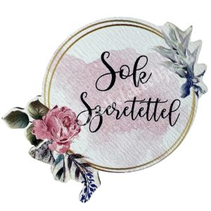 Mdf tábla, díszes kör, "Sok szeretettel", 4,5x4 cm