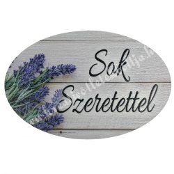 Mdf tábla, ovális, "Sok szeretettel", 8,5x5,5 cm