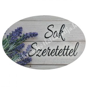 Mdf tábla, ovális, "Sok szeretettel", 8,5x5,5 cm