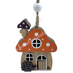 Akasztós fa gombaház, narancssárga, 5,5x7 cm