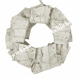 Koszorú fűzfa darabokból, fehér, 25 cm