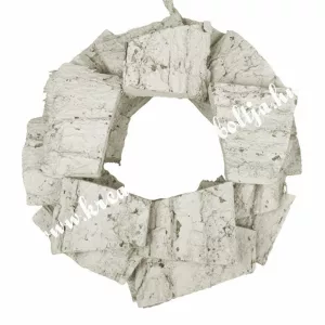 Koszorú fűzfa darabokból, fehér, 25 cm