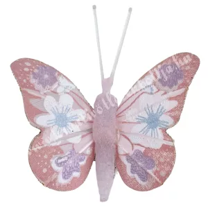 Csipeszes pillangó, rózsaszín, 4,5x5 cm