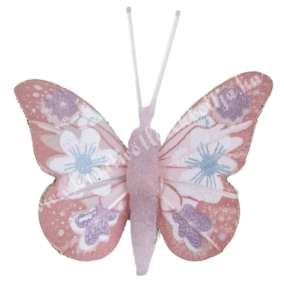 Csipeszes pillangó, rózsaszín, 4,5x5 cm