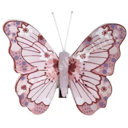 Csipeszes pillangó, rózsaszín, 7,5x6,5 cm