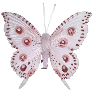 Csipeszes pillangó, rózsaszín, 7,5x7,5 cm
