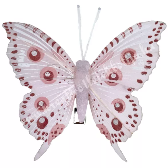 Csipeszes pillangó, rózsaszín, 7,5x7,5 cm