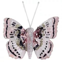 Csipeszes pillangó, csillámos, rózsaszín, 4,5x5 cm