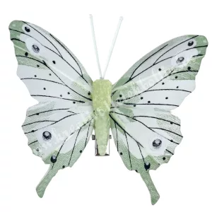 Csipeszes pillangó, zöld, 7,5x7,5 cm