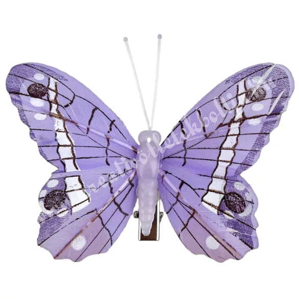 Csipeszes pillangó, lila, 7,5x6 cm