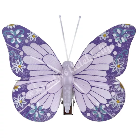 Csipeszes pillangó, lila, 7,5x6 cm