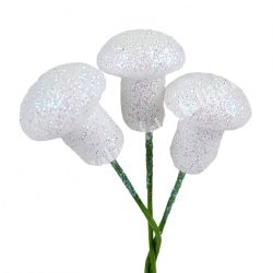   Betűzős csillámos hungarocell gomba, fehér, 2 cm, 3 db/csokor