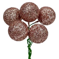   Betűzős csillámos hungarocell golyó, rózsaszín, 1,5 cm, 5 db/csokor