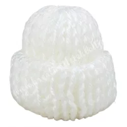 Mini kötött sapka, fehér, 3x3 cm