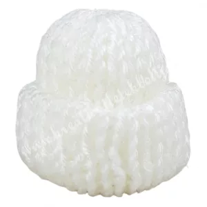 Mini kötött sapka, fehér, 3x3 cm