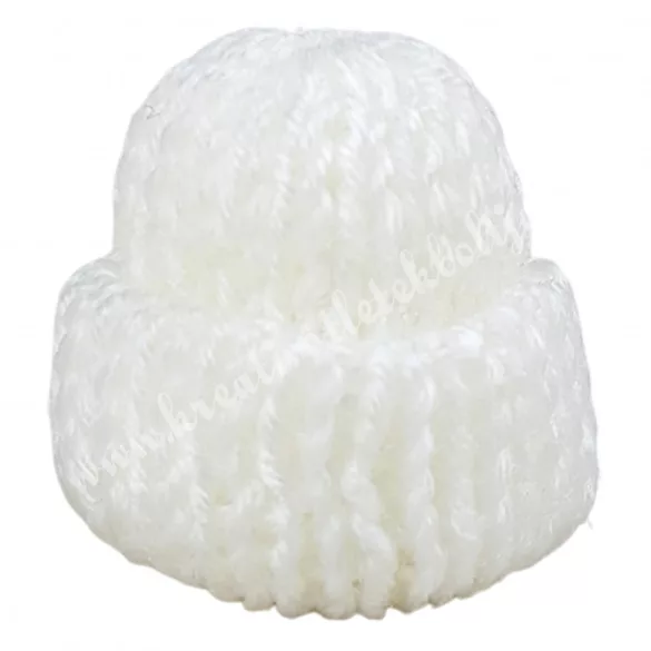 Mini kötött sapka, fehér, 3x3 cm