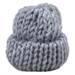 Mini kötött sapka, szürke, 3x3 cm