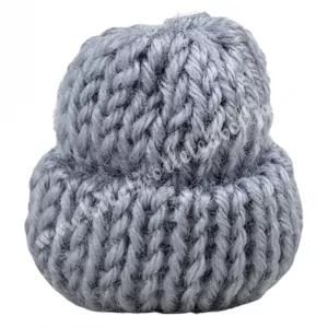 Mini kötött sapka, szürke, 3x3 cm