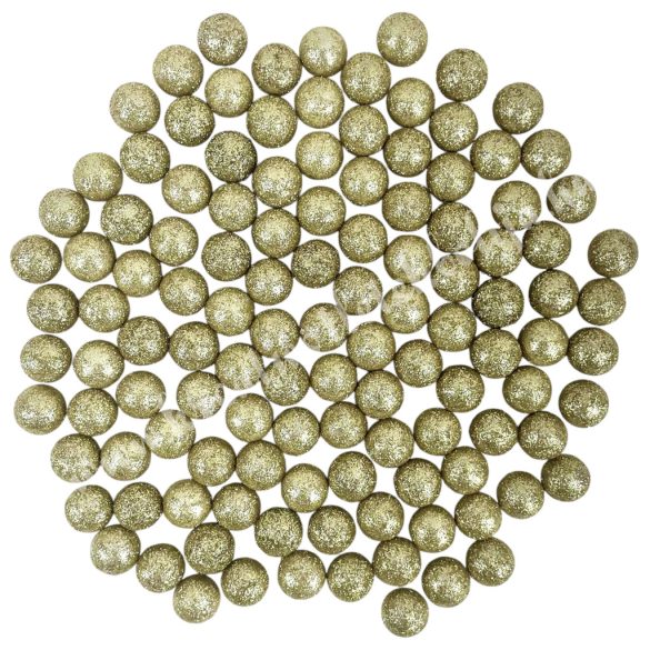 Hungarocell golyók, csillámos arany, 1,5 cm, 10 gr/csomag