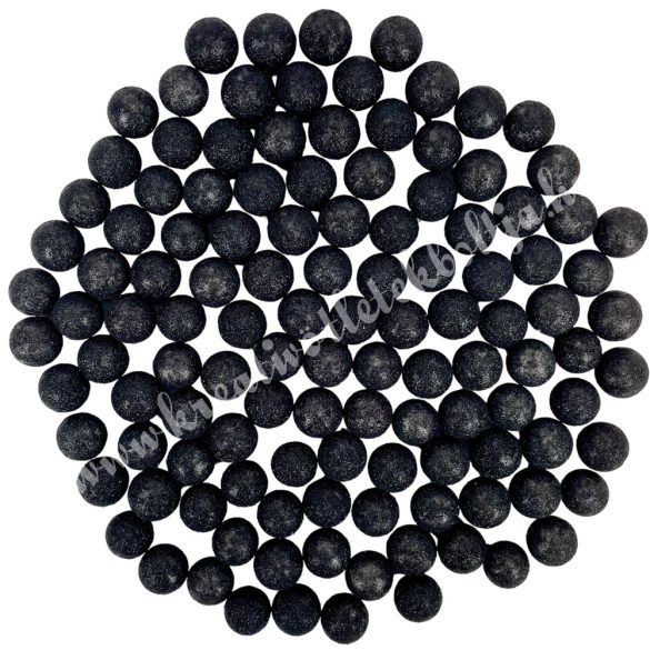 Hungarocell golyók, csillámos fekete, 1,5 cm, 10 gr/csomag