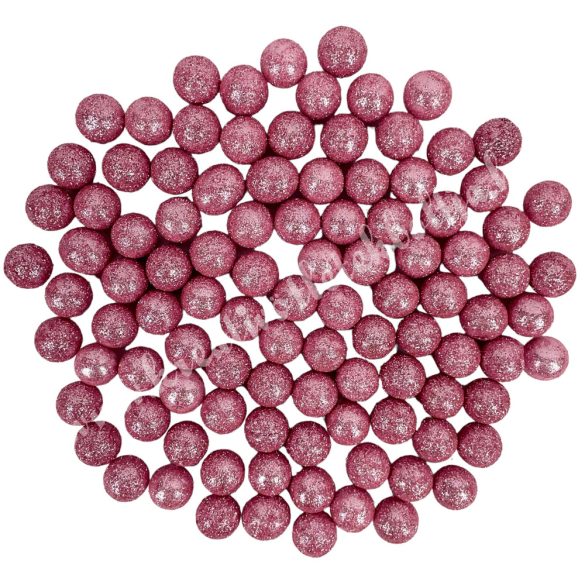 Hungarocell golyók, csillámos rózsaszín, 1,5 cm, 10 gr/csomag