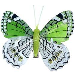 Csipeszes pillangó, zöld-fehér, 7,5x6 cm