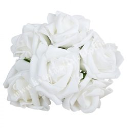   Betűzős polifoam rózsacsokor, fehér, kb. 13 cm, 6 szál/csokor