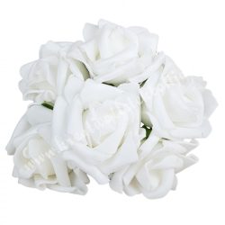   Betűzős polifoam rózsacsokor, fehér, kb. 13 cm, 6 szál/csokor