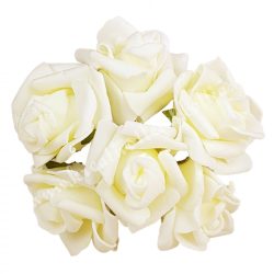   Betűzős polifoam rózsacsokor, krém, kb. 13 cm, 6 szál/csokor