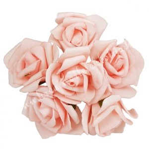 Betűzős polifoam rózsacsokor, rózsaszín, kb. 13 cm, 6 szál/csokor