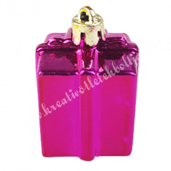 Műanyag, ajándékdoboz, pink, fényes, 4x4 cm