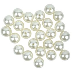 Műanyag gyöngy, ekrü, 10 mm, 25 darab/csomag