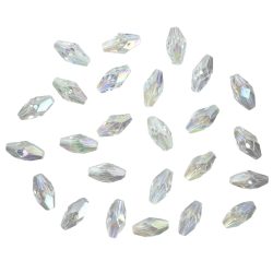   Műanyag gyöngy, fazettált, irizáló, 5x10 mm, 25 db/csomag