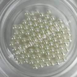 Műanyag gyöngy, nem fúrt, ekrü, 5 mm, 6 gramm/csomag
