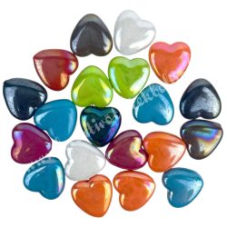 Műanyag gyöngy, gyöngyház szív, 20 db/csomag