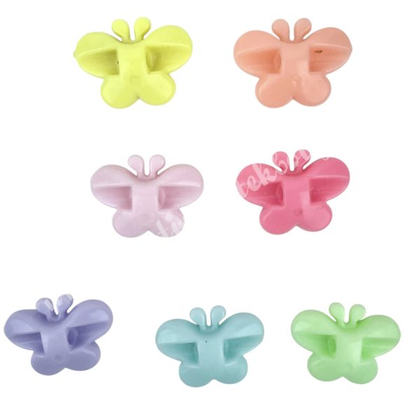 Fűzhető műanyag pillangó, pasztell, 2,8x2,1 cm