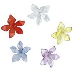 Fűzhető műanyag virág, átlátszó, 3x3 cm