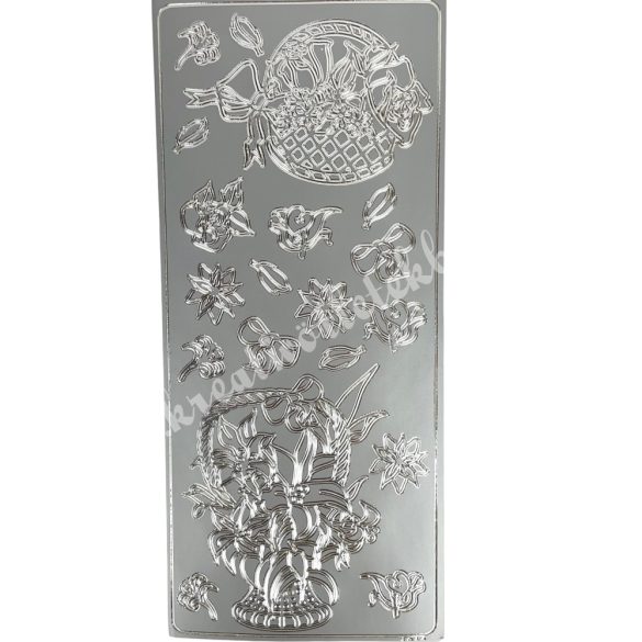 Kontúrmatrica, virágkosarak, ezüst, 10x23 cm