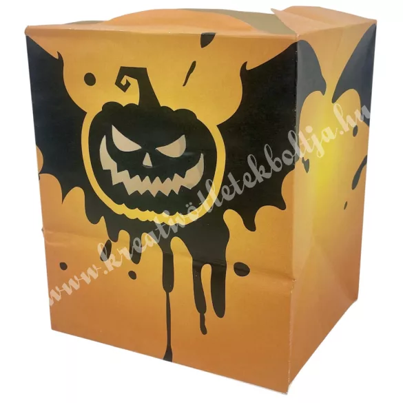 Papír mécsestartó tasak, halloween tök, 12x14,5 cm