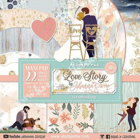 Scrapbook tömb, Love story, 30,5x30,5 cm, 22 db/csomag