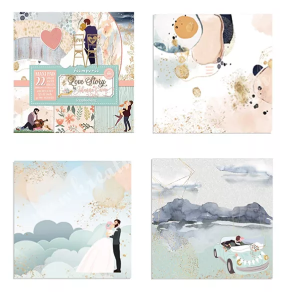 Scrapbook tömb, Love story, 30,5x30,5 cm, 22 db/csomag