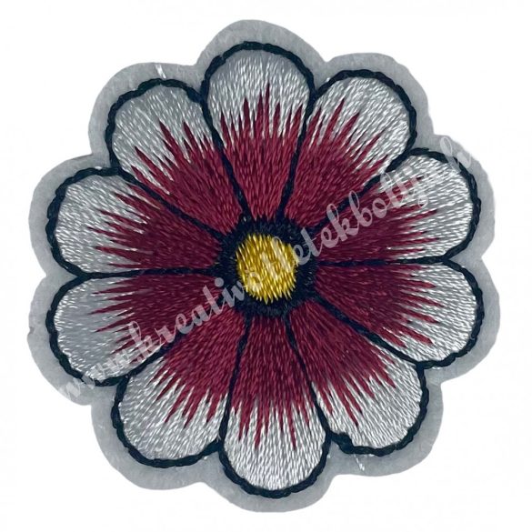 Vasalható matrica, virág, bordó, 4 cm