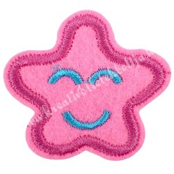   Vasalható matrica, mosolygó csillag, világos rózsaszín, 4,5x4 cm