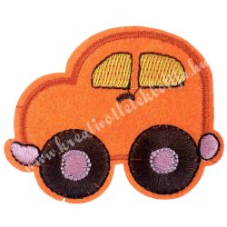 Vasalható matrica, autó, narancs, 6,5x5,5 cm