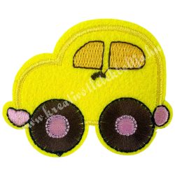Vasalható matrica, autó, sárga, 6,5x5,5 cm