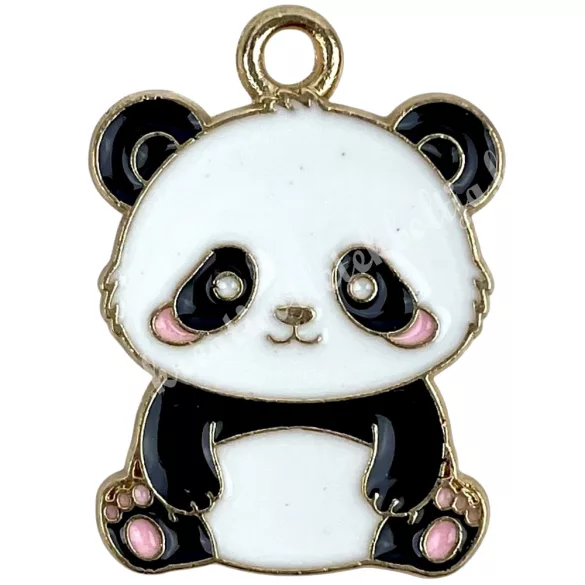 Fémmedál, panda, 1,7x2,3 cm