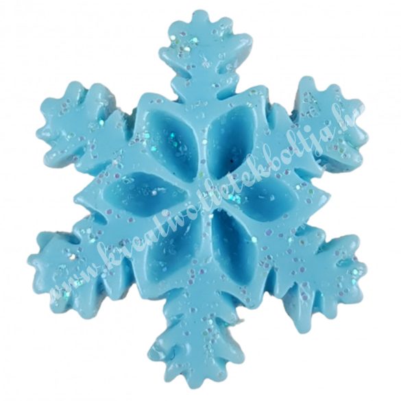 Ragasztható polyresin hópehely, csillámos kék, 1,8 cm